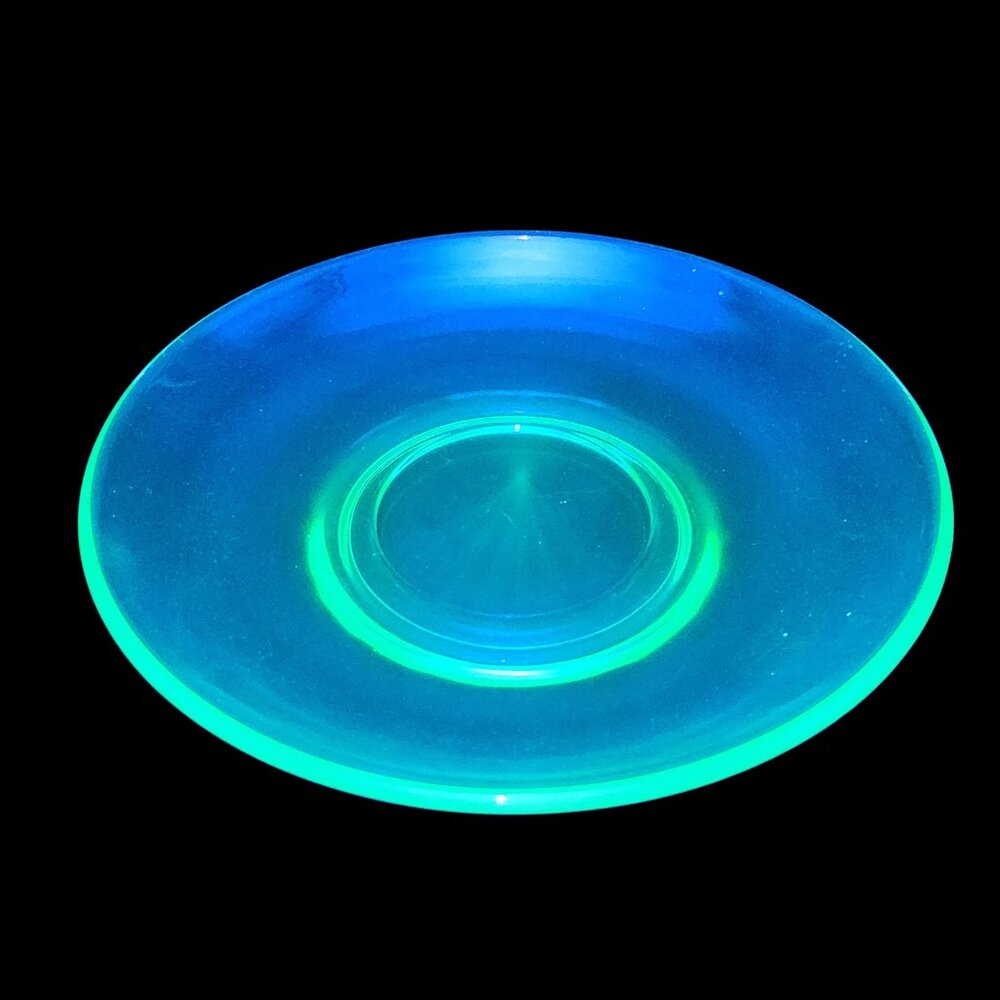 Vintage Uranium Depression Glass Green Collectible Small Saucer